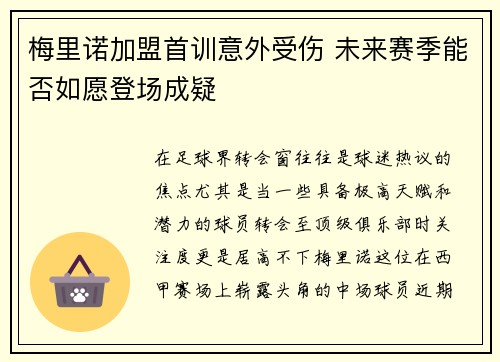 梅里诺加盟首训意外受伤 未来赛季能否如愿登场成疑
